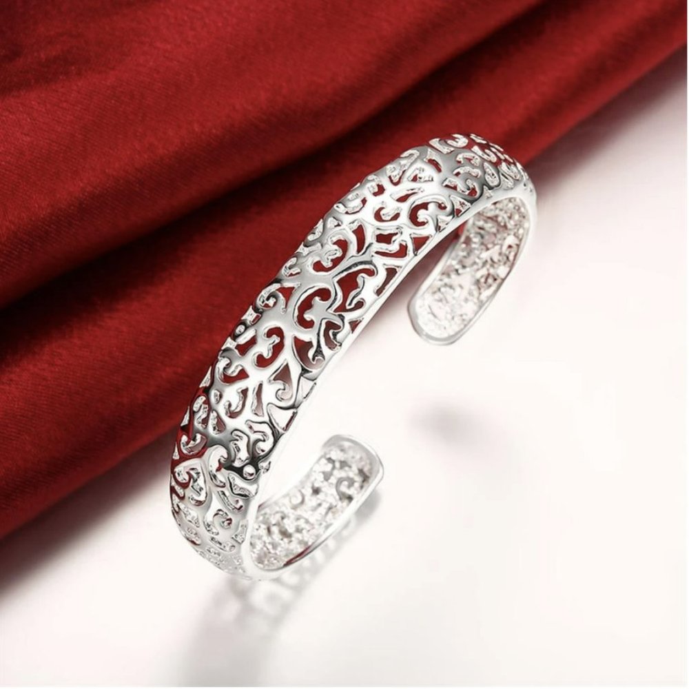 Fancy Silver Plated Cuff Bracelet